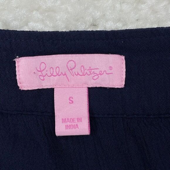 Lilly Pulitzer Beeler Navy Blue Embroidered Romper - Picture 5 of 11